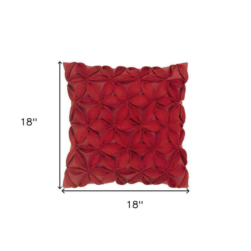 Coussin 18 "en coton orange, Rouge