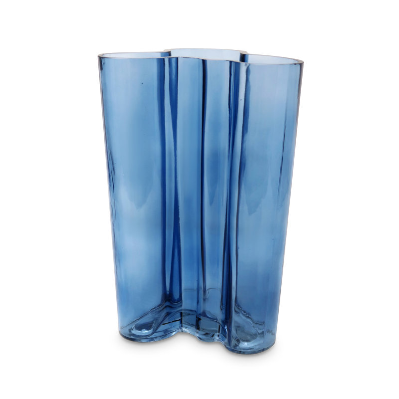 Tinted Curved Vase, 9.80" H x 5.50" W x 6.50" D, Blue