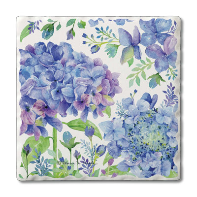 Beautiful Hydrangea 4-Pack Tumbled Tile Stone Coasters