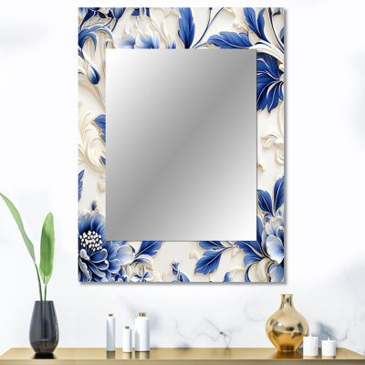 Holman victorien bleu cobalt filigrane motif victorien - miroir mural décoratif floral