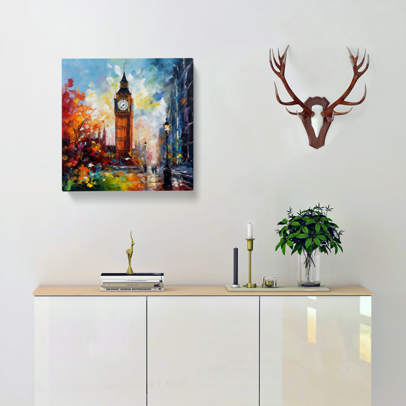 Big Ben Palette Knife Painting - Wrapped Canvas, 35cm H x 35cm W x 3cm D