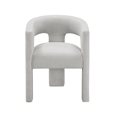 Modern Luxury Dining Furniture Elegant Side Chairs Set Of 2 Light Gray Soft Boucle Fabric Plush Upholstery Comfortable, Chairs For Restaurant Aesthetic