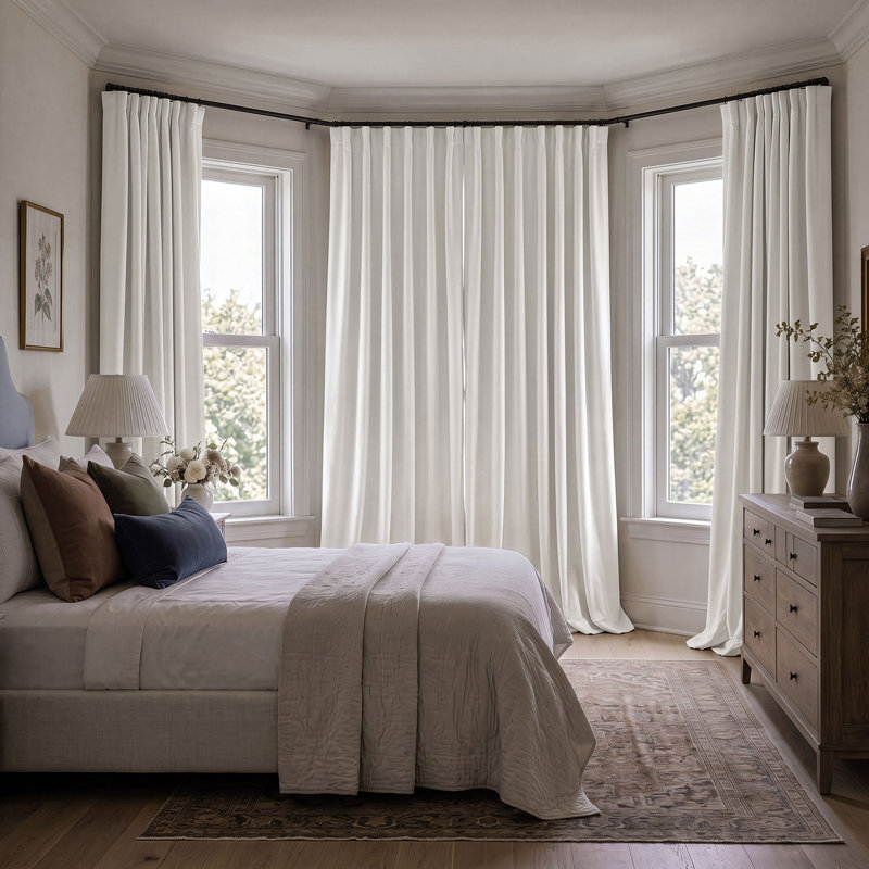 Matra Room Darkening Rod Pocket Single Curtain Panel, 50" W x 96" L, Pillow White