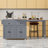 Kitchen Island with Extendable Dining Table, 4-Door Cabinet, 2 Drawers and Spice Rack-1580786873