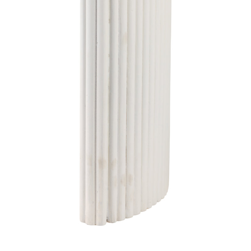 24"Catalina Travertine&Fluted Wood Accent Table/Kd
