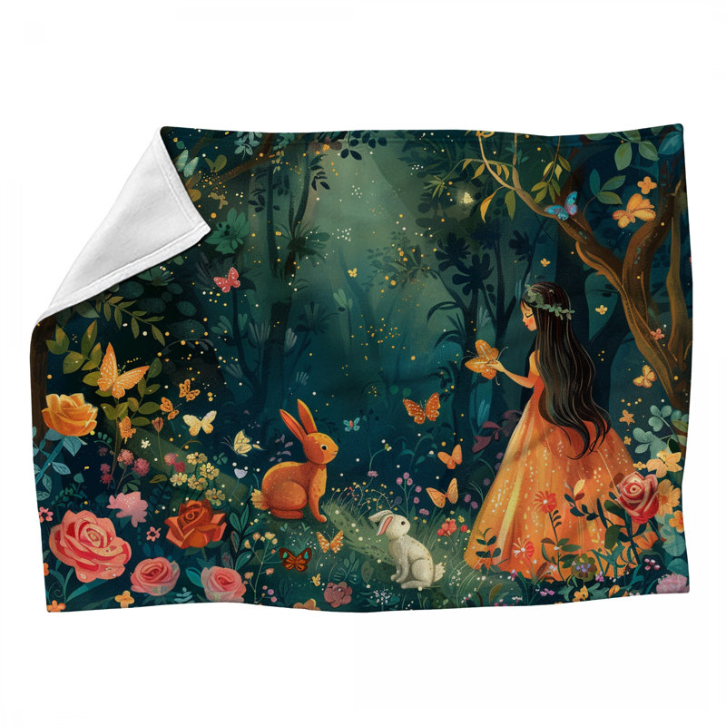 Garden Scene Nature Machine Printed Throw Blanket, 50" x 60"