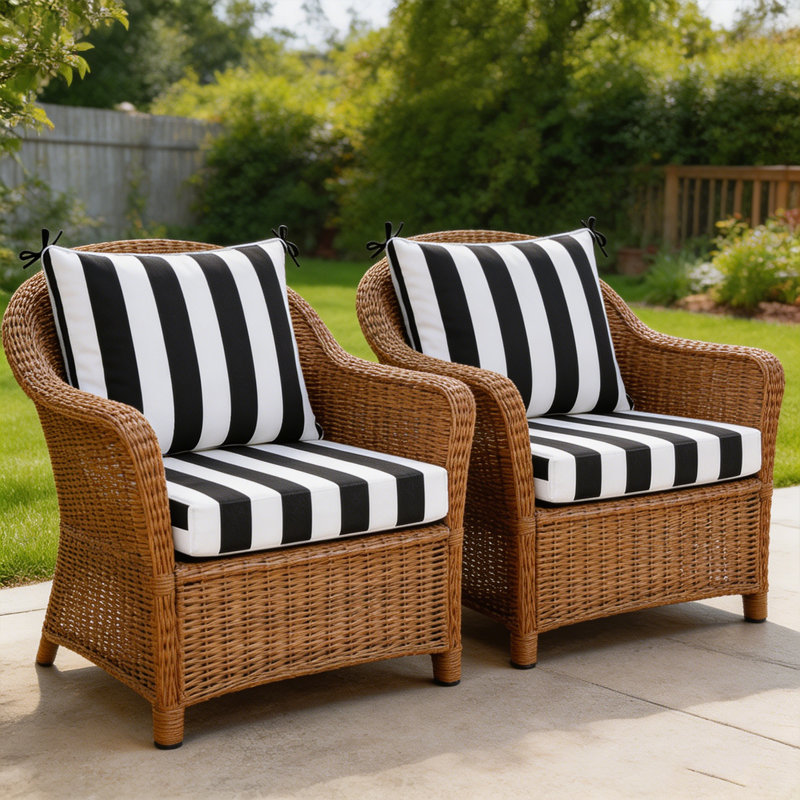 2-pack Outdoor Deep Seat Chair Cushions 24x24 Inch, Waterproof Patio Seat And Back Cushions With Ties, Thick Comfortable Replacement Cushions For Patio Furniture, Indoor/outdoor