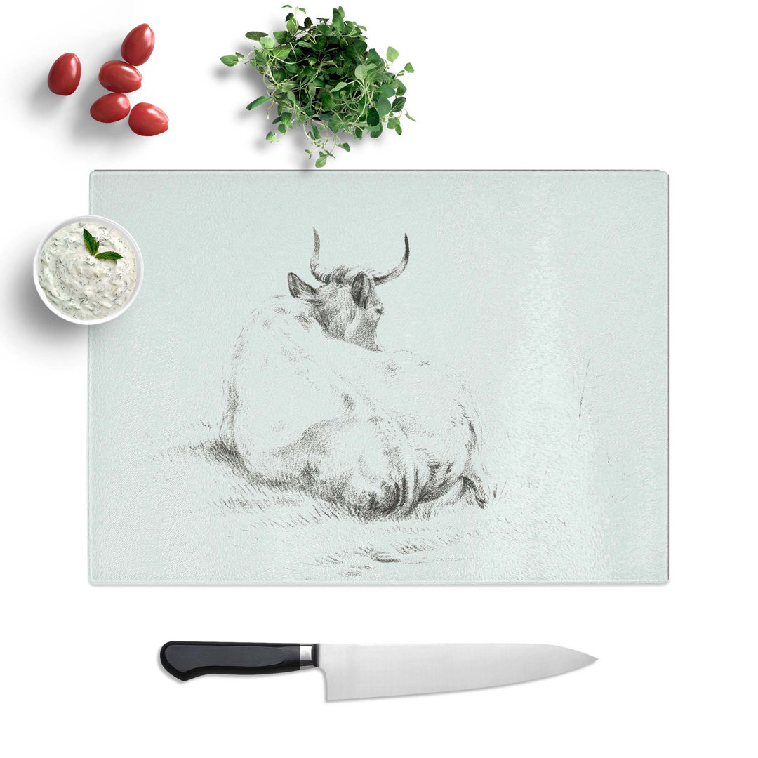 Tempered Glass Rear of a Lying Cow by Jean Bernard Chopping Board