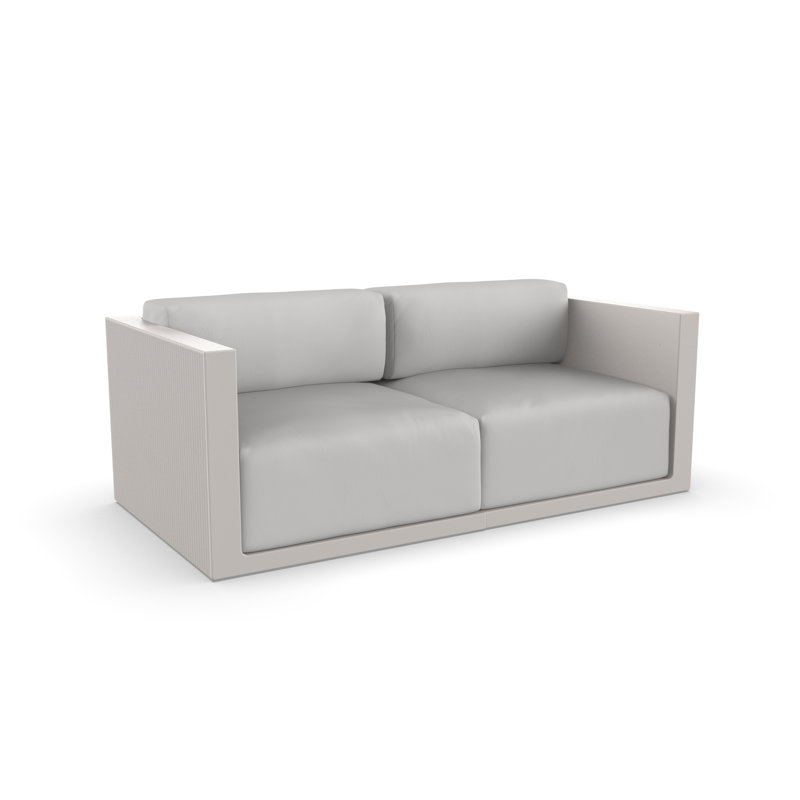 Causeuse d'extérieur avec coussins 78,5 po Gatsby, Taupe nautique, Blanc