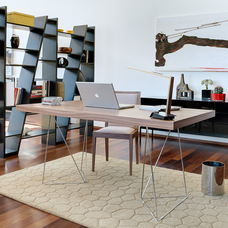 Furguson Metal Base Dining Table, Walnut, 30" H x 63" L x 35" W