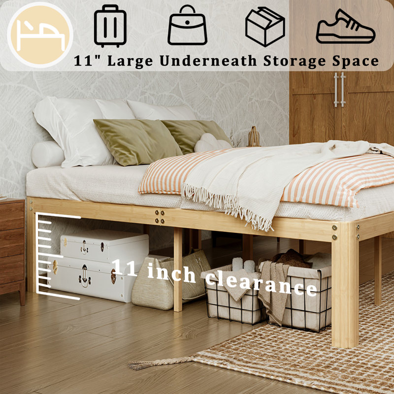 King Heavy Duty Metal Bed Frame, Printed Steel Platform Bed, Rounded Edge Legs, Anti-sway, Noise Free, King