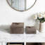 Sagebrook Home 2-Pieces Soweto Suede Boxes With Stone Knob, Gray