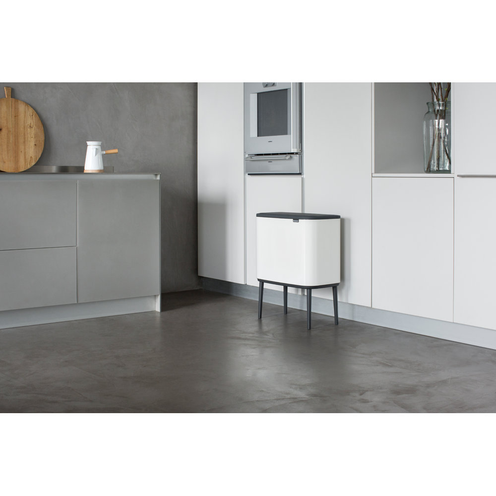 Brabantia Bo 9.5gal Touch Top Trash Can, White