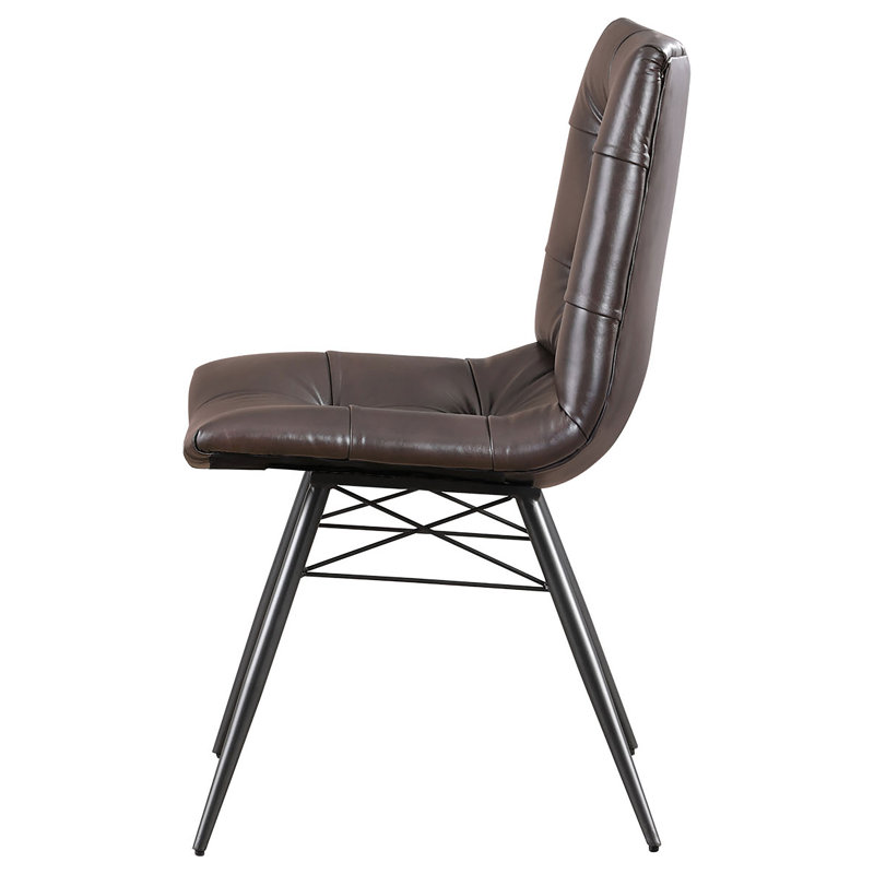  Soreya 18'' H Tufted Faux Leather Upholstered Side Chair, Brown