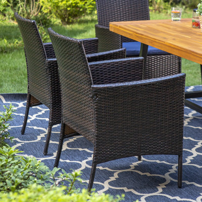Alyah 6 - Person Wicker Patio Dining Set with Rectangular Table , Cushions Included