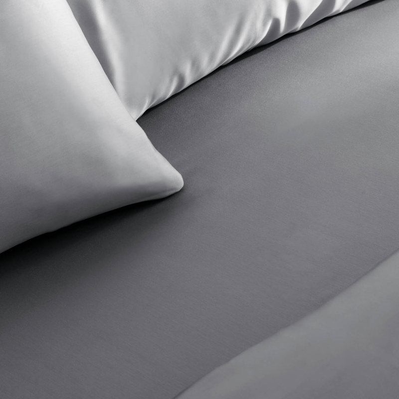 Satin Sheet Set, Slate, Split Queen Sheet Set + Fitted Sheet + 2Pillowcase
