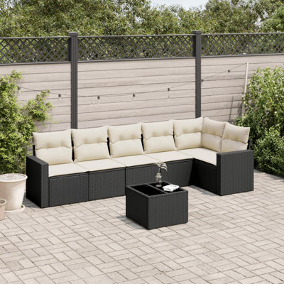 Ensemble de canapé de jardin Vidaxl noir et blanc crème