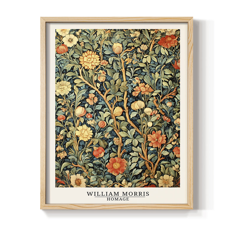 WM MORRIS Series DCCCXCIX Framed Print - Solid Wood, Naturel, H 21 po x l 17 po