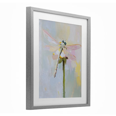 «Pastel Dragonfly Landing», reproduction imprimée sous verre, conception de The Prints Vibe