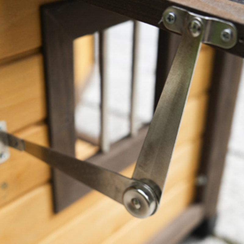 Niche pour chien isolée en bois massif de 50 po pour petits chiens, chenil d'extérieur avec porte verrouillable, rideau thermique amovible et fenêtre ventilée
