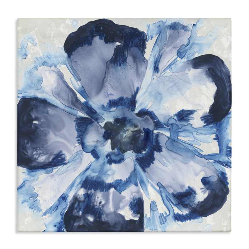 Toile de fleur bleue en verre, design par June Erica Vess, H 17 po x l 17 po