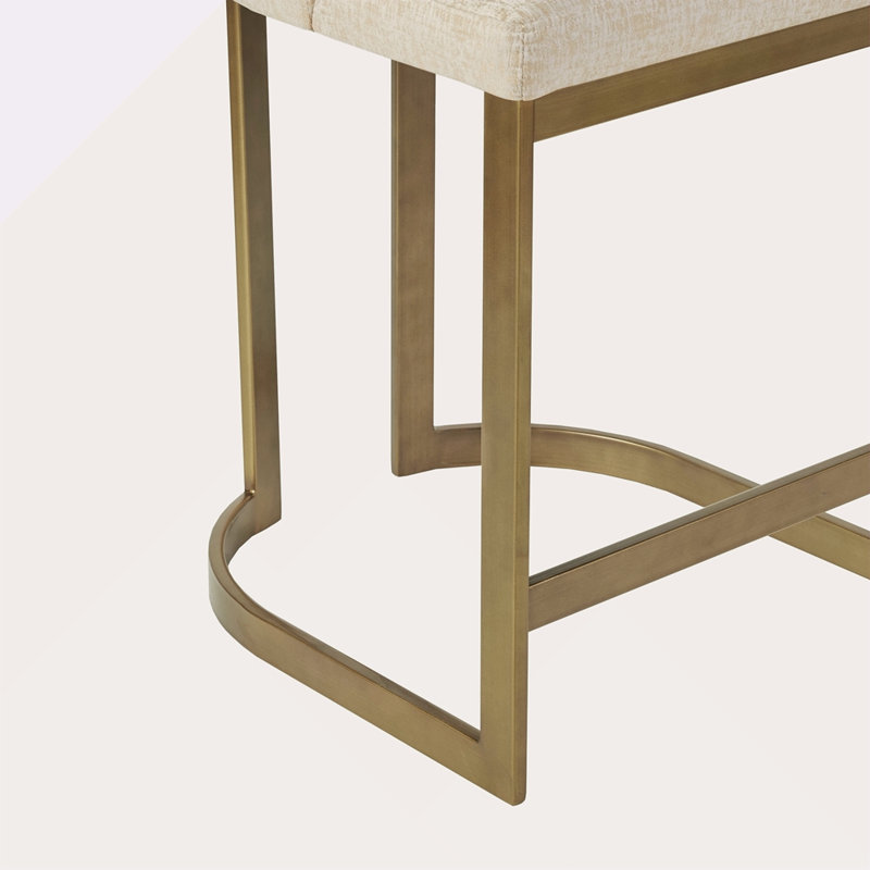 26"H Upholstered Counter Stool With Metal Base