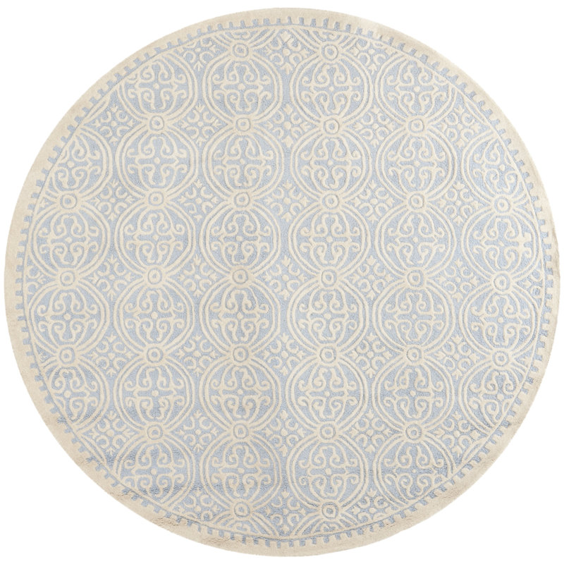Sadik Hand Tufted Wool Geometric Rug, Round 4'