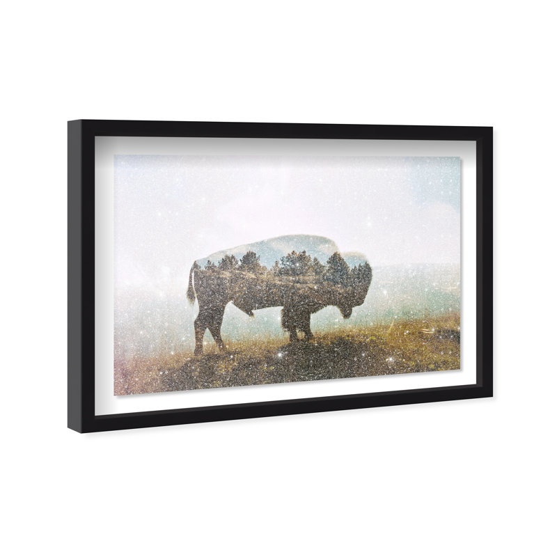 Bison Forest II Print by Oliver Gal, 11.5" H x 16.5" W, Black Shadowbox