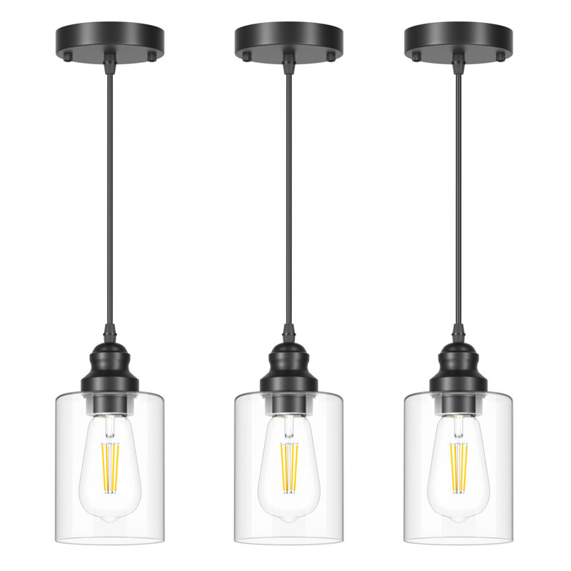 Shareca 1 - Light Matte Black Single Pendant, Clear Glass Shade