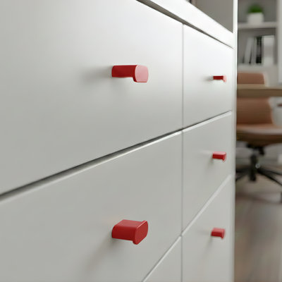 Poignée de meuble ovale moderne Mid-Century ROUS - Poignée de tiroir en aluminium, rose (rouge) 