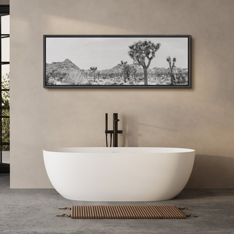 «Cactus Desert» en noir et blanc, arbre de Joshua, photographie moderne, très grandes images encadrées, H 20 po x l 60 po