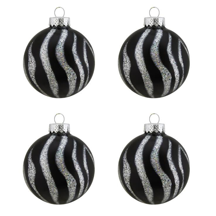 Ornements de Noël boule de verre à motif zébré Diva Safari