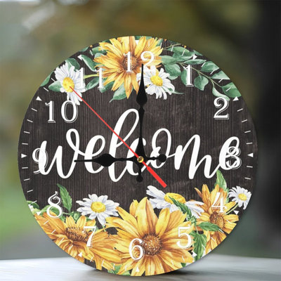 Horloge murale en bois 10 po, mouvement silencieux, à piles (piles AA non incluses), décor artistique, parfait pour les décorations