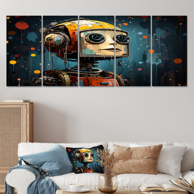 Popart Robot Fusion II - Pop Art, art mural 5 pièces