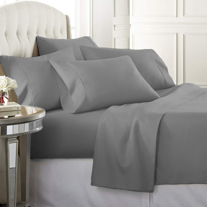 California King Gray Microfiber Deep Pocket Sheet Set