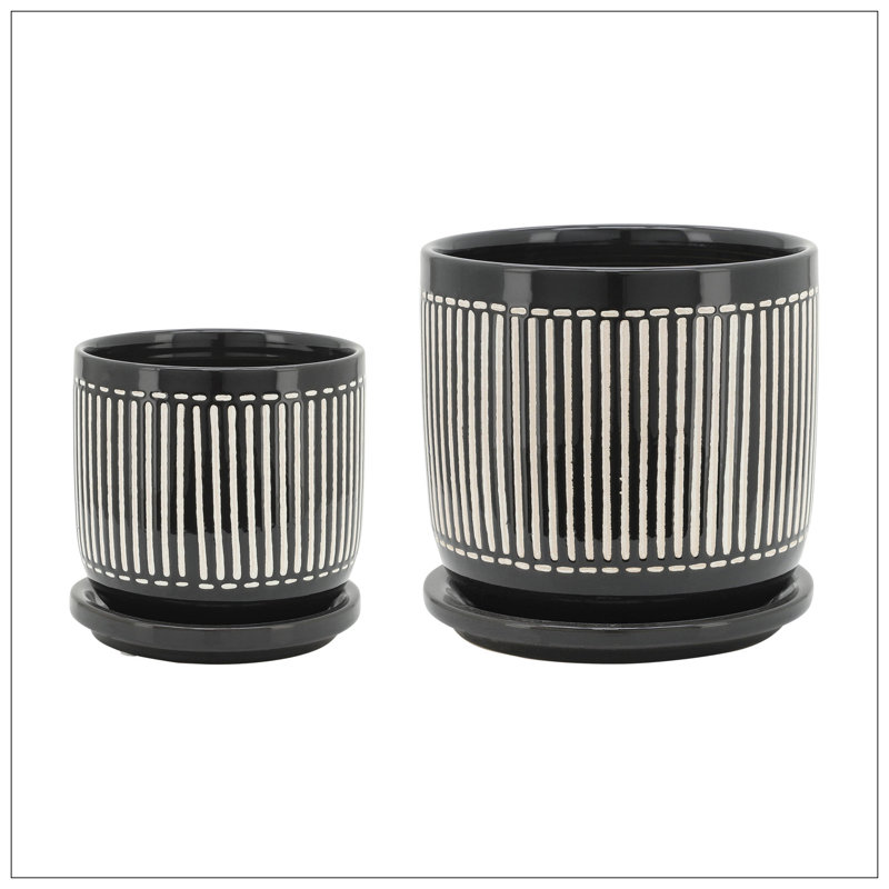 S / 2 DÉCORSEUR VERTICAL À LIGNES S 5/6 "AVEC SAUCER, NOIR