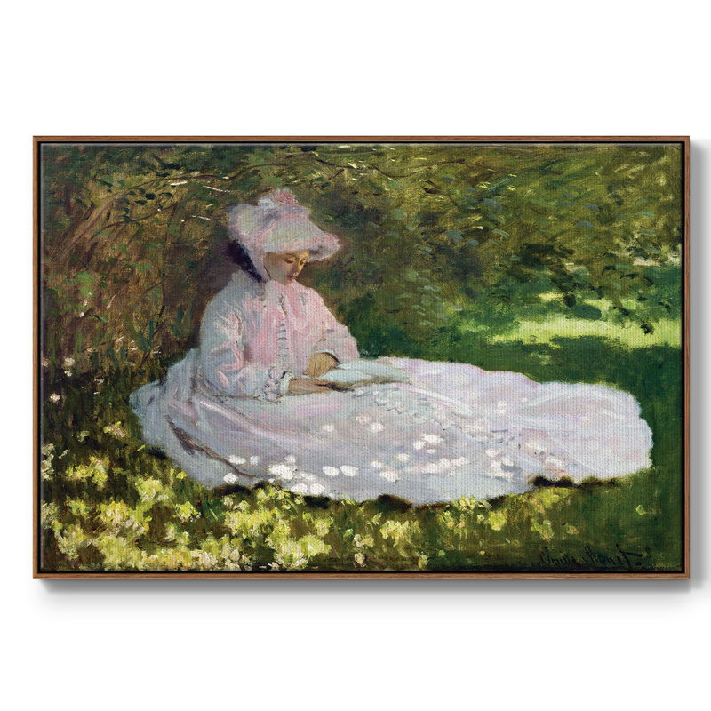 Monet, reproduction d'art encadrée sur toile par Claude Monet, H 17 po x l 25 po x P 2 po, Noyer