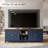 Navy Blue Barn Door Tv Stand 4 Doors 2 Shelves Fit 55-65'' Tvs