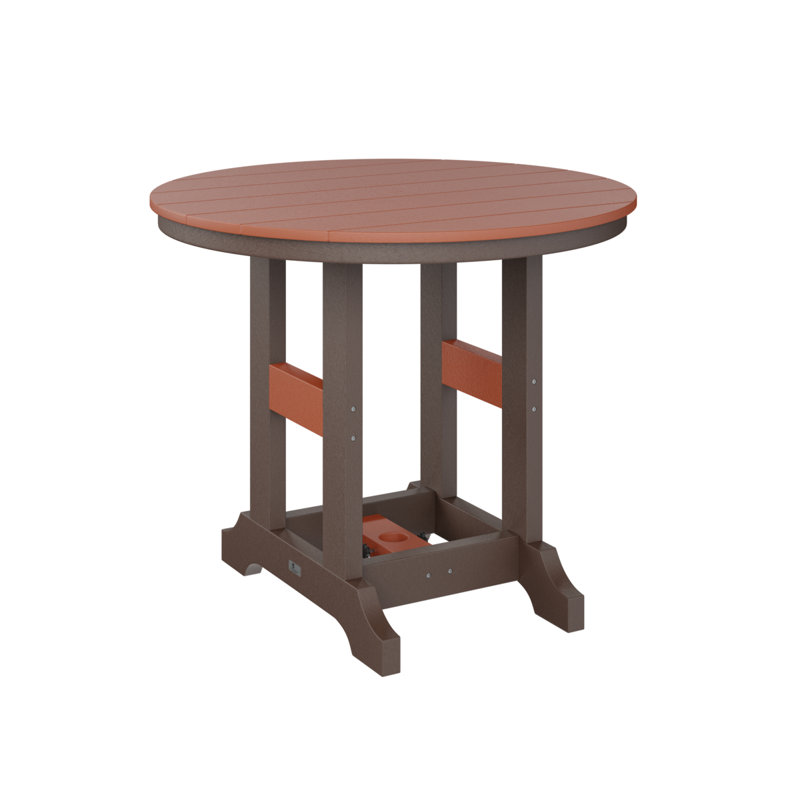 Garden Classic Outdoor Round Dining Table, Mango Orange, Chocolate Brown