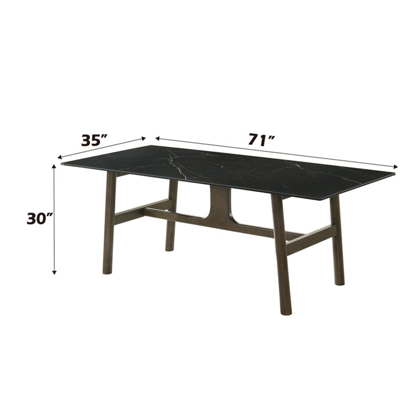 Table de salle à manger à finition contemporaine en céramique et noyer