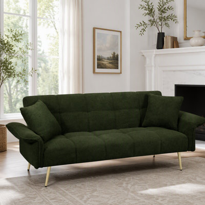 70.1-inch Convertible Futon Sofa Bed with Teddy Velvet