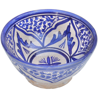 Bol décoratif en céramique à motif andalou bleu de la fin du 19e siècle