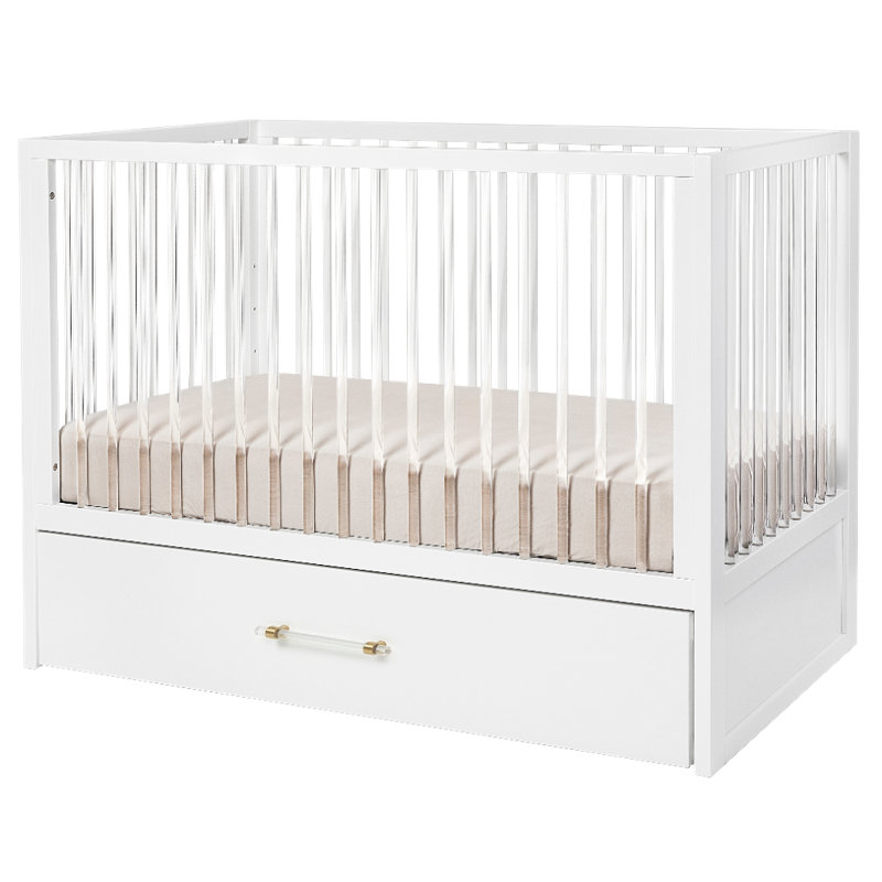 HushCrib 3-in-1 Convertible Crib with Trundle, Toddler Bed, Daybed, White