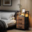 3 Drawer Nightstand with Charging Station & LED Light Strip-1111687353
