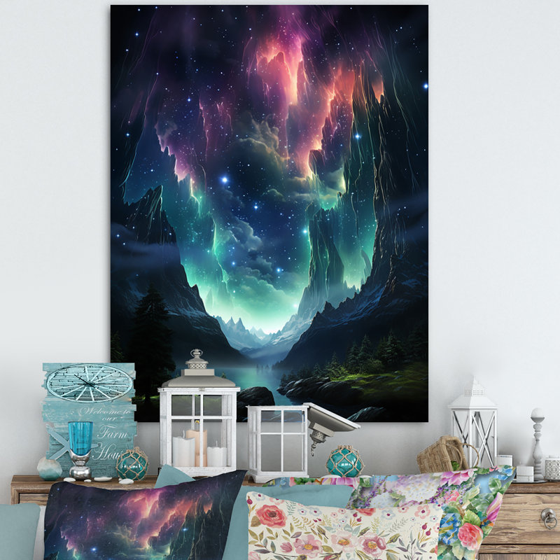 «Hayde Aurora Borealis Dancing Lights VI», reproduction sur toile, H 32 po x l 16 po x P 1 po, Toile tendue
