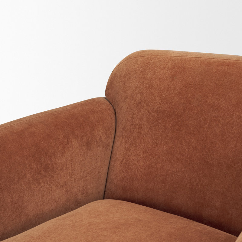 Chaise rembourrée en tissu brun Saga, Orange
