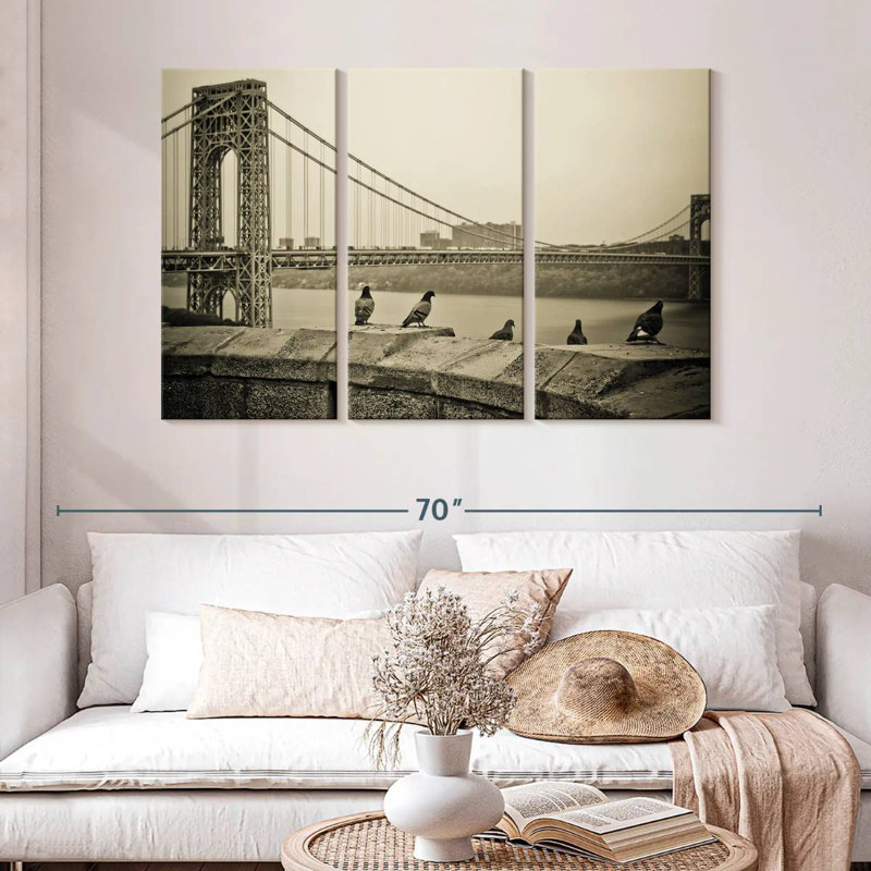 Lilie Pigeon Near Bridge, 32" H x 50" W