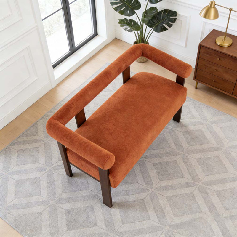 Round armrest loveseat, Brown,Dark Orange