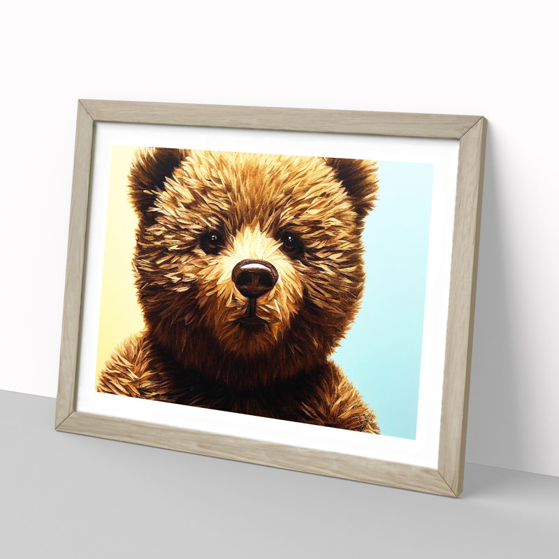 Wondrous Teddy Bear - Single Picture Frame Painting, Oak, 25cm H x 34cm W x 2cm D