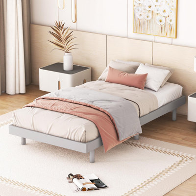 Base de lit plateforme flottante de conception moderne pour lit gris